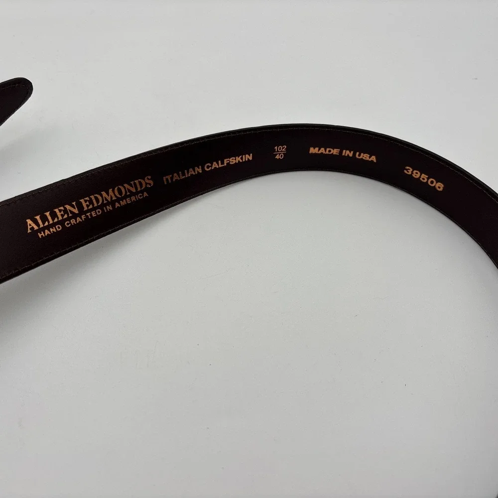 Allen Edmonds Wide Basic Leather Belt Chili Brown Italian Calfskin Mens Sz 40